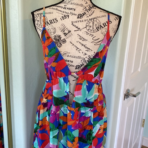 Allover VCay Floral Print Split Thigh Cami Dress. - Picture 2 of 9